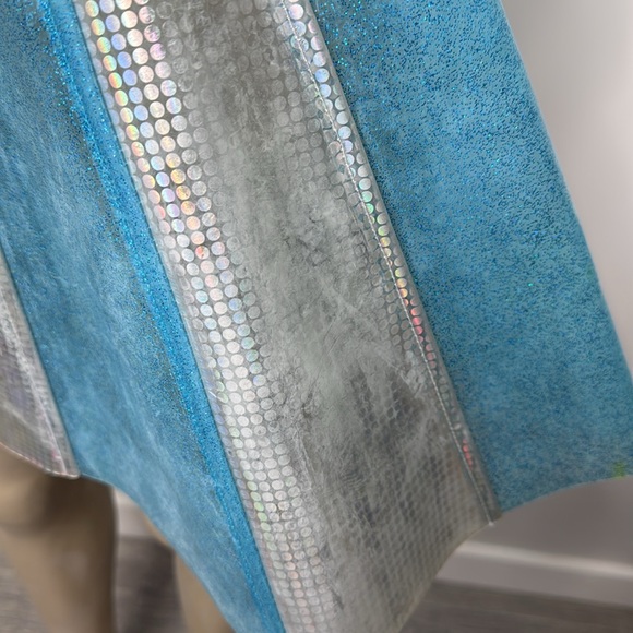 Club Exx blue and iridescent silver overall rubber dress with butterfly detail - Picture 7 of 9